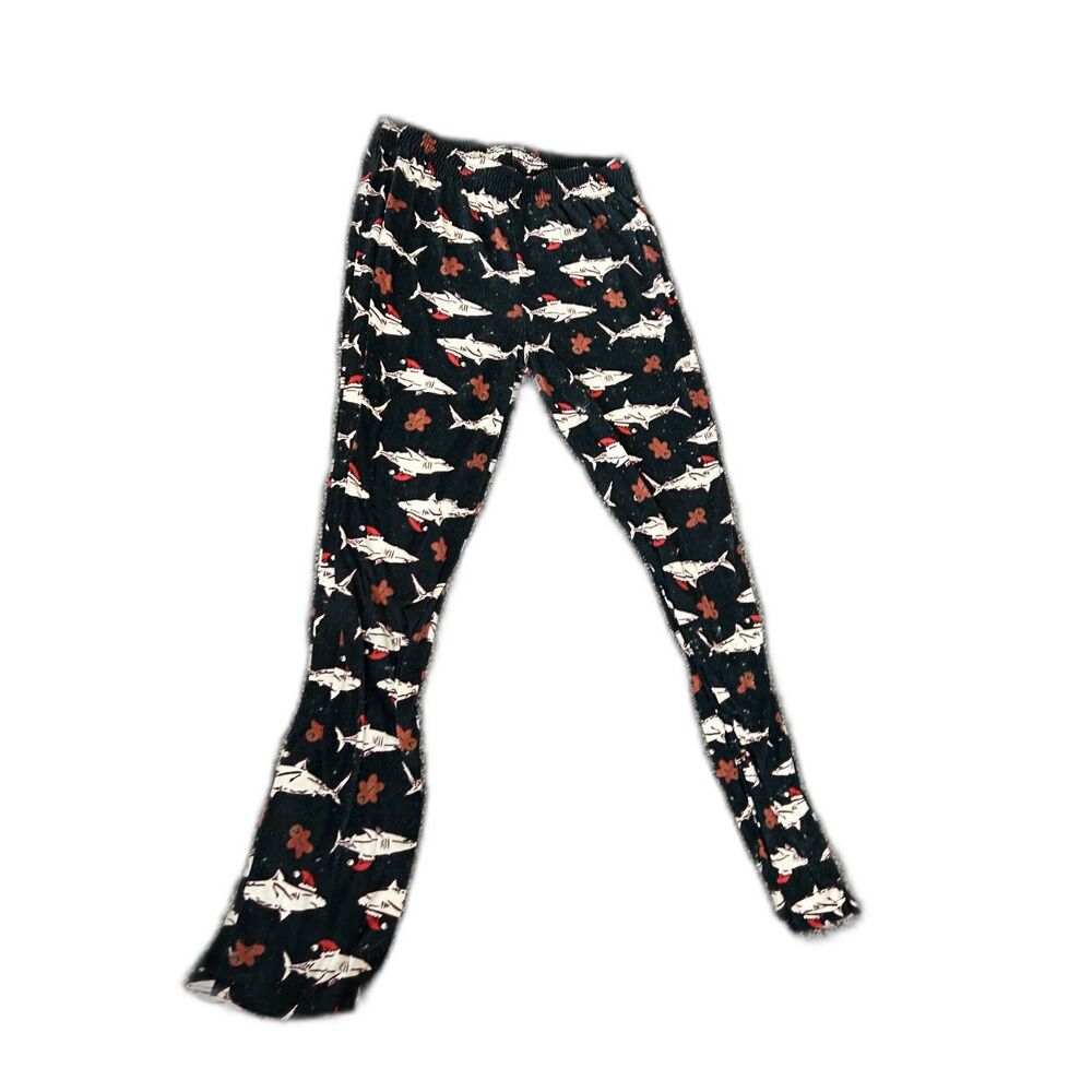 Cat & Jack black shark-print gingerbread Christmas holiday pajama pants XXL boys